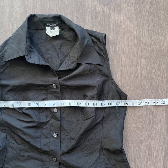 Karen Kane Silk Sleeveless Button Down Blouse (with Crinkle look) - Picture 5 of 10
